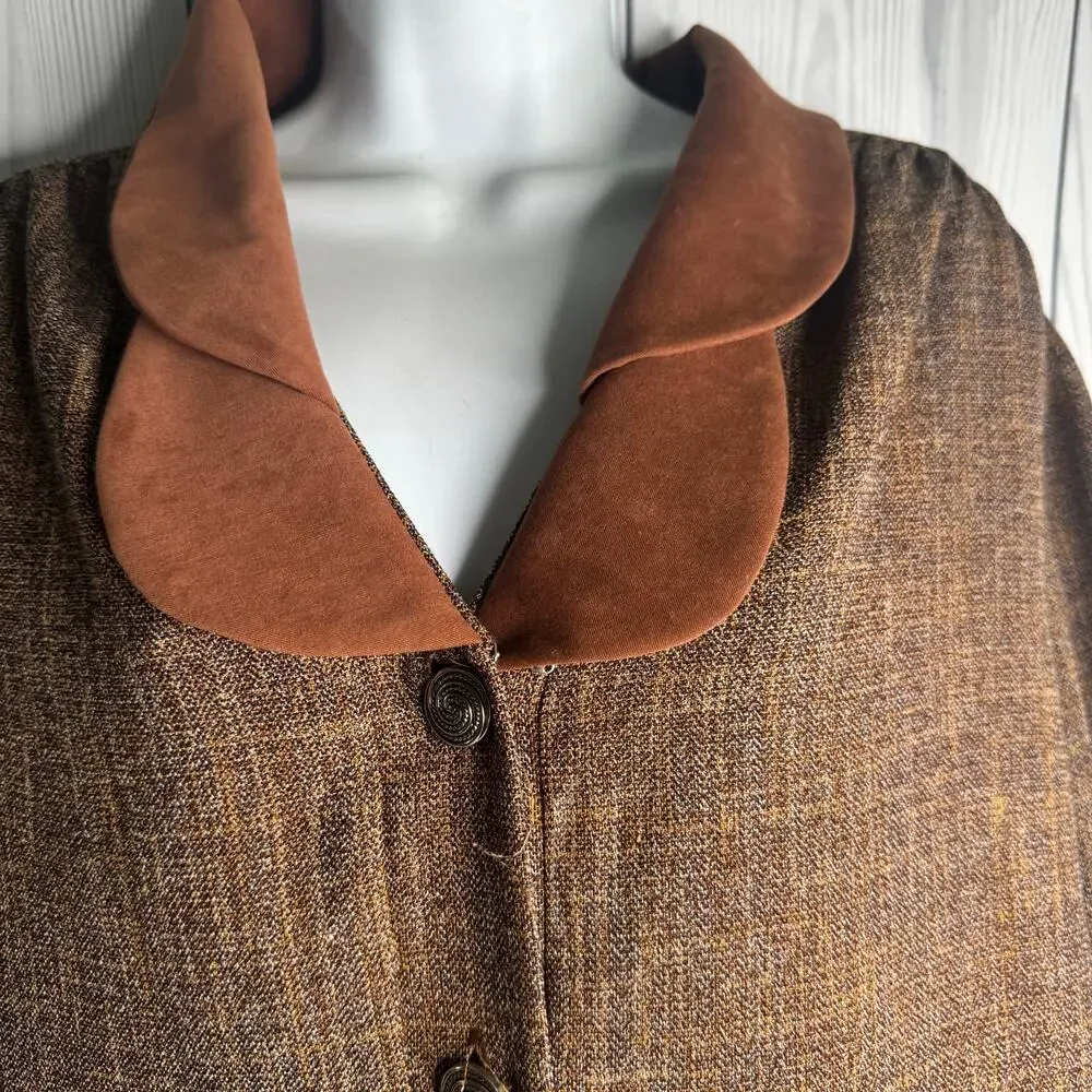 Vintage 1980 Brownstone Studio NY Shift Dress Velvet Collar Size 18P Lagenlook - Picture 2 of 10